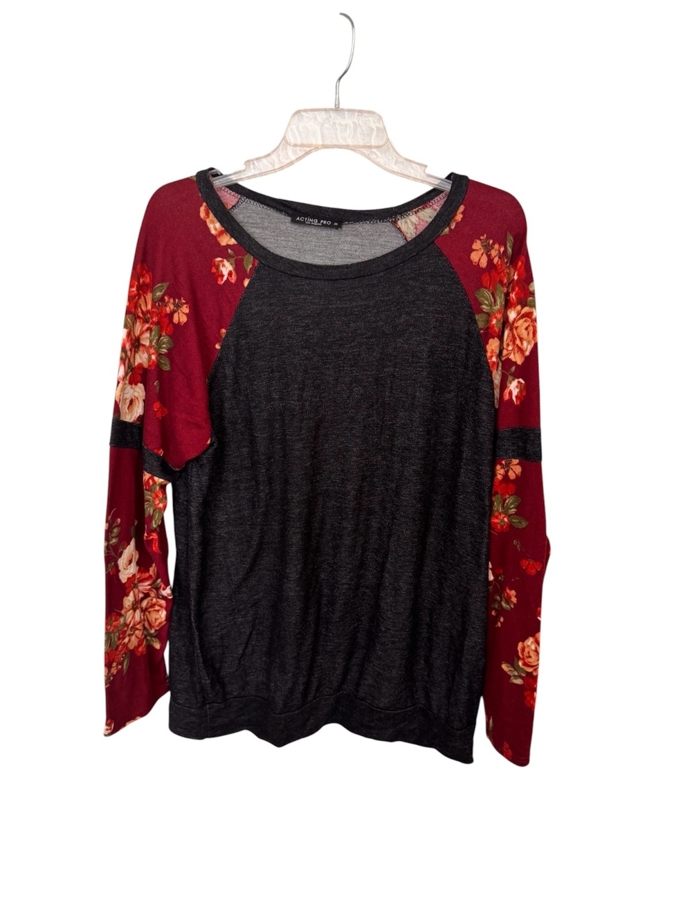 1053 Acting Pro 3X 27" PTP Floral Sleeve Raglan Long Sleeve Shirt Soft A0001053